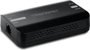 TRENDnet 10G PoE+ Injector, TPE-315GI, Convert Non-PoE Port to a PoE+ Port, PoE (15.4W) or PoE+ (30W), 10GBASE-T Compliant, Up to 100m (328 ft.), Black