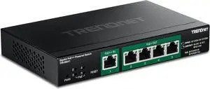 TRENDnet 5-Port Gigabit PoE++ Powered Managed Switch with PoE Passthrough, TPE-B541, 1 x Gigabit PoE++ Input, 4 x Gigabit PoE+ Output, 60W PoE Budget, NDAA TAA Compliant, Lifetime Protection