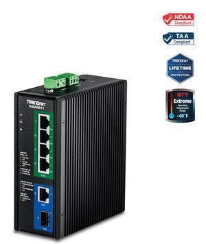 TRENDnet TI-BG50611,6-Port Industrial 2.5G PoE++ DIN-Rail Switch with 10G Ports