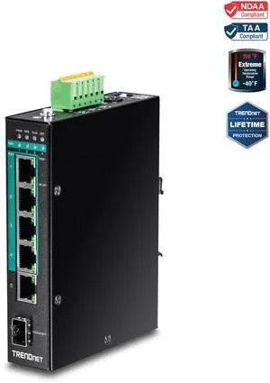 TRENDnet TI-PG541I, 6-Port Hardened Industrial Gigabit PoE+ Layer
2 Managed DIN-Rail Switch TRENDnet TI-PG541I, 6-Port Hardened Industrial Gigabit PoE+ Layer
2 Managed DIN-Rail Switch
