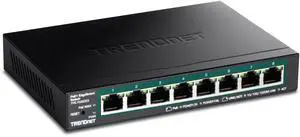 TRENDnet  8-Port Gigabit EdgeSmart PoE+ Switch, Desktop Switch, wall mountable, compact, Lifetime Protection, Black, TPE-TG82ES