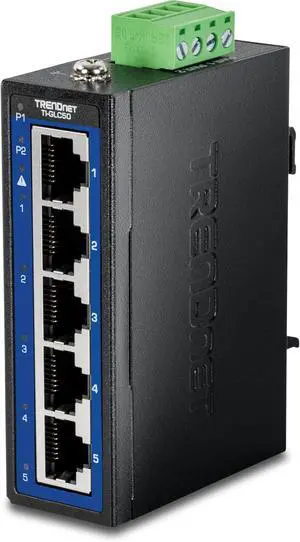 TRENDnet TI-GLC50, 5-Port Industrial Gigabit DIN-Rail Mini Switch TRENDnet TI-GLC50, 5-Port Industrial Gigabit DIN-Rail Mini Switch