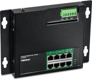 TRENDnet TI-PG80F, 8-Port Industrial Gigabit PoE+ Wall-Mounted Front Access Switch TRENDnet TI-PG80F, 8-Port Industrial Gigabit PoE+ Wall-Mounted Front Access Switch
