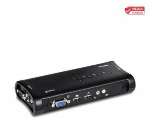 TRENDnet 4-Port USB KVM Switch and Cable Kit With Audio, Manage 4 Computers, USB Switch, Windows, Linux, Auto-Scan, Plug And Play, Hot Pluggable, 2048 x 1536 VGA Resolution, White, TK-409K