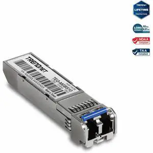TRENDnet SFP to RJ45 Mini-GBIC Single-Mode LC Module, TEG-MGBS10, For Single Mode Fiber, Distances up to 10km (6.2 Miles), Gigabit SFP Module, IEEE 802.3z Gigabit Ethernet, Lifetime Protection