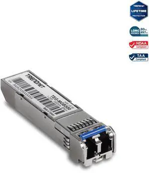 TRENDnet SFP to RJ45 Mini-GBIC Single-Mode LC Module, TEG-MGBS80, Mini-GBIC Module for Single Mode Fiber, LC Connector Type, Up to 80 Km (49.7 Miles), 1.25Gbps Gigabit Ethernet, Lifetime Protection