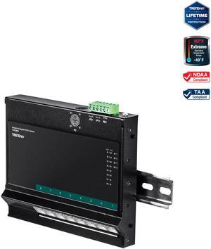 TRENDnet TI-PG80F,  8-Port Industrial Gigabit PoE+ Wall-Mounted Front
 Access Switch