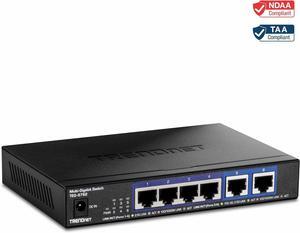TRENDnet 6-Port 10G Switch, 4 x 2.5G RJ-45 Base-T Ports, TEG-S762, 2 x 10G RJ-45 Ports, 60Gbps Switching Capacity, Wall Mountable, Ethernet Splitter, NDAA & TAA Compliant, Lifetime Protection, Black