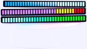 rgb voice-activated pickup rhythm light desktop electronic car voice-activated atmosphere colorful usb level spectrum music light black 40 lamp beads [225*16*18.5mm]