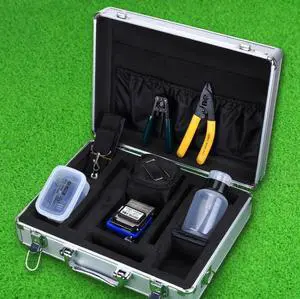 Corus FTTH fiber optic home cold connection tool set combination luggage fiber optic cutter FC-6S leather wire stripper Vimüller pliers 250 alcohol bottle storage