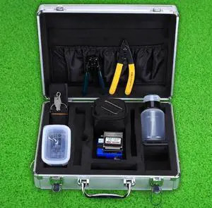 Corus FTTH fiber optic home cold connection tool set combination luggage fiber optic cutter FC-6S leather wire stripper Vimüller pliers 250 alcohol bottle storage