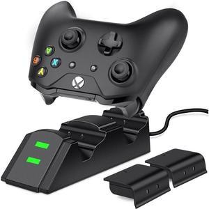 Xbox One Controller Dual Charger, Dual Xbox One / One S / One X / Xbox Elite Controller Charger Charging Station Dock with 2 x 600 mAh Rechargeable Battery Packs