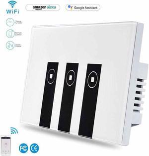 Smart Switch, Werleo WIFI Smart Wall Light Switch 3 Gang Wireless in Wall Switch Glass Touch Panel Plate Compatible with Alexa Echo Google Home Remote Control Lights by Android IOS APP Timing Function