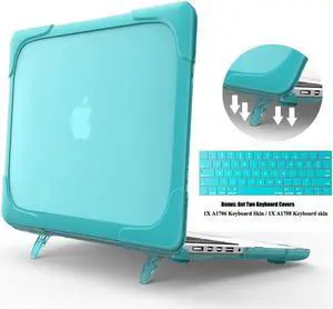 MacBook Pro 13 Inch Case 2017 & 2016 Release A1706 A1708 Shell , Werleo Rubberized Hard Case Cover with Kickstand Keyboard Skin For Apple Macbook Pro 13" with / without Touch Bar and Touch ID - Blue