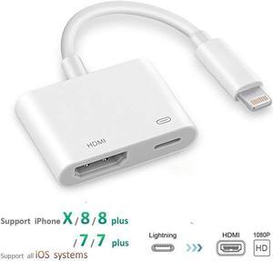 Lightning to HDMI Adapter Lightning Digital AV Adapter HDMI and Lightning Charging Port 2 in 1 Lightning HDMI Cable Adapter Compatible iPhone iPad iPod Touch Support iOS 10.3-11.3 or Later 1080P