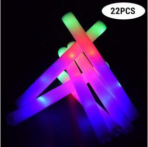 22pcs LED Glow Stick Multi Color Changing 3 Modes Flashing Foam Sticks LED Party Supplies Light Baton Wands for Party Festivals Raves Birthday Children Toy