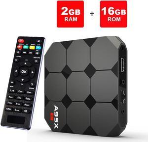 Android TV Box 7.1.2, Smart A95 R2 2GB Ram 16GB with Amlogic S905w Quad Core 2.4G Wifi 4K HD Support, IR Remote