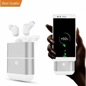 New Exclusive X2-TWS Binaural Detachable Wireless Earphones Mini In-Ear V4.2 Bluetooth Earbuds Sports Waterproof Headphones for iPhone Android Phones with Large Battery Charging Box Power Bank