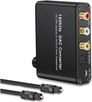 Digital Audio Converter 192kHz DAC Supports Volume control Digital Coaxial SPDIF Toslink to Analog Stereo L/R RCA 3.5mm Jack Audio Adapter for HDTV, Blu-ray,PS3,XBOX 360,Home Cinema Systems AV