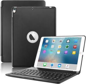 New iPad Pro 10.5 Keyboard Case Auto Sleep-Wake Protective Ultra Slim Hard Shell Folio Stand Smart Cover with 7 Colors Backlit Wireless Bluetooth Keyboard for Apple iPad Pro 10.5 inch 2017 Tablet