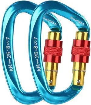 Professional 25KN Carabiner Lock D Shape Screw Gates Climbing Rock Mountaineer Outdoor Equipment