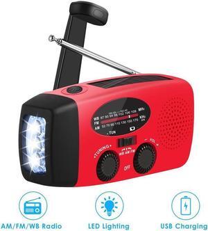 Multifunctional Solar Hand Crank Dynamo Self Powered AM/FM/NOAA Weather Radio Use As Emergency LED Flashlight and Power Bank