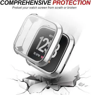 Werleo Screen Protector Case, Scratch-resistant Flexible Lightweight Plated TPU FullBody Protective Case for Fitbit Versa Smart Watch