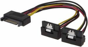 SATA Power Cable Werleo 2-PACK 8-Inch SATA 15 Pin Male to 2x SATA 15 Pin Down Angle Female Power Splitter Cable