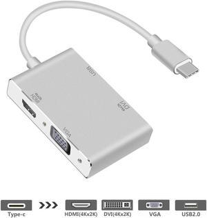 USB 3.1 Type C to HDMI Adapter, USB-C to HDMI DVI 4K VGA USB Adaptor Converter for MacBook/MacBook Pro