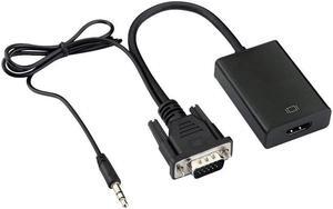 VGA To HDMI Output Adapter 1080P HD GA Male to HDMI Female Audio Video Cable Converter Adapter With Audio Support For TV AV HDTV - Includes Free USB Cable