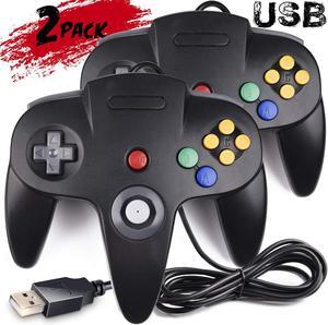 2 Pack Generic Classic N64 Controllers, Wired USB PC Game pad Joystick for Windows PC MAC Linux Raspberry Pi 3 Sega Genesis Higan