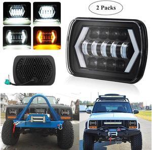 2pcs LED Projector Headlight Hi-Lo Beam Halo DRL For Jeep Cherokee XJ 7x6'' 5X7"