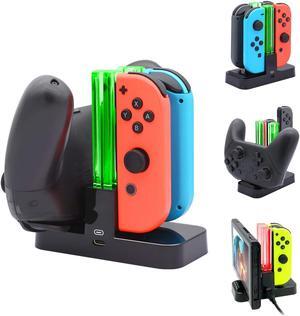 Controller Charger for Nintendo Switch, Charging Dock Stand Station for Switch Joy-con and Pro Controller with Charging Indicator and Type C Charging Cable
