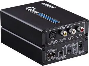 HDMI to Composite 3RCA AV S-Video R/L Audio Vdieo Converter Adapter Upscaler Support 720P/1080P with RCA/S-Video Cable for PC Laptop Xbox PS3 TV STB VHS VCR Camera Blue-Ray DVD