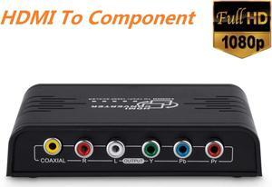 1080P HDMI To Component Video (YPbPr) Scaler Converter Adapter with Coaxial Audio Output and R / L Audio Support Windows 10, Black