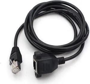 Werleo  2 packs Ethernet Extension Cable Network Cat6 Cat5e Cat5 Extension Patch Cable RJ45 Cords Shielded Male to Female Connector Cable Black 1FT / 0.3M