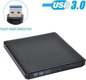 External DVD Drive USB 3.0 Aluminum Ultra Slim External CD/DVD-RW Burner Writer Player optical drive for mac, Windows and Linux OS for player CD/DVD Read/Writer / Rewriter (Black)