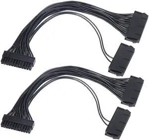 Power Supply Splitter, Dual PSU Cable Adapter 24 Pin 20+4 Pin ATX Motherboard Adapter Extension Cable Dual 24-Pin Mining Power Adapter 12 Inch (30CM) (2-Pack)