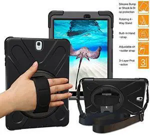 Galaxy Tab A 9.7 Case Full-body Shock Proof Hybrid Heavy Duty Armor Protective Case for Samsung Galaxy Tab A 9.7 [SM-T550] Case with Kickstand/ Hand Strap/ Shoulder Strap
