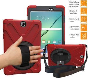 Galaxy Tab A 9.7 Case Full-body Shock Proof Hybrid Heavy Duty Armor Protective Case for Samsung Galaxy Tab A 9.7 [SM-T550] Case with Kickstand/ Hand Strap/ Shoulder Strap