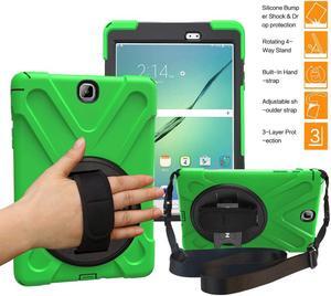 Galaxy Tab A 9.7 Case Full-body Shock Proof Hybrid Heavy Duty Armor Protective Case for Samsung Galaxy Tab A 9.7 [SM-T550] Case with Kickstand/ Hand Strap/ Shoulder Strap