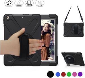 For iPad Mini Case iPad Mini 1 2 3 Case Cover ShockProof Rugged Hybrid Protective Silicone Case For Apple iPad Mini 1 2 3 Case with with 360 Degree Rotating Kickstand Hand Grip Strap Shoulder Strap