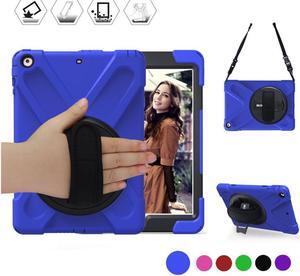For iPad Mini Case iPad Mini 1 2 3 Case Cover ShockProof Rugged Hybrid Protective Silicone Case For Apple iPad Mini 1 2 3 Case with with 360 Degree Rotating Kickstand Hand Grip Strap Shoulder Strap