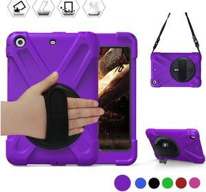 For iPad Mini Case iPad Mini 1 2 3 Case Cover ShockProof Rugged Hybrid Protective Silicone Case For Apple iPad Mini 1 2 3 Case with with 360 Degree Rotating Kickstand Hand Grip Strap Shoulder Strap