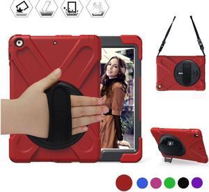 For iPad Mini Case iPad Mini 1 2 3 Case Cover ShockProof Rugged Hybrid Protective Silicone Case For Apple iPad Mini 1 2 3 Case with with 360 Degree Rotating Kickstand Hand Grip Strap Shoulder Strap