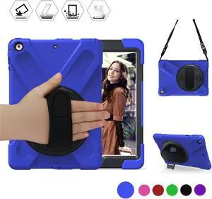For iPad Air Case Full-body Rugged Protective Cover for Apple iPad Air 1st Gen iPad 5 Model A1474 A1475 A1476 With 360 Degree Stand Hand Grip and Shoulder Strap