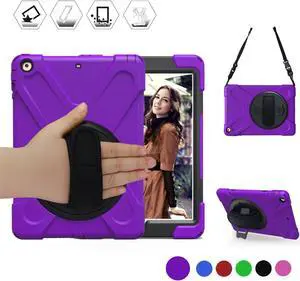For iPad Air Case Full-body Rugged Protective Cover for Apple iPad Air 1st Gen iPad 5 Model A1474 A1475 A1476 With 360 Degree Stand Hand Grip and Shoulder Strap