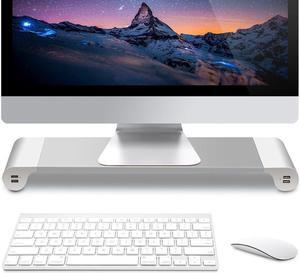 Aluminum Universal Laptop Stand Computer  Monitor Stand Desk Organizer with 4 USB Charging Ports for Apple MacBook Pro iMac Pro Google Chromebook Microsoft Surface Dell Asus HP Acer Home Office