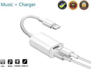 2in1 Splitter Adapter Compatible Phone X/8/7.Double Ports Dual Headphone Audio Charge Adapter. Compatible iOS 10.3 or Later