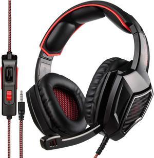 Stereo Gaming Headset PS4 Xbox One S, SADES SA920PLUS Noise Cancelling Over Ear Headphones with Mic, Bass, Soft Memory Earmuffs for PC Laptop Mac Nintendo Switch Games Mobile